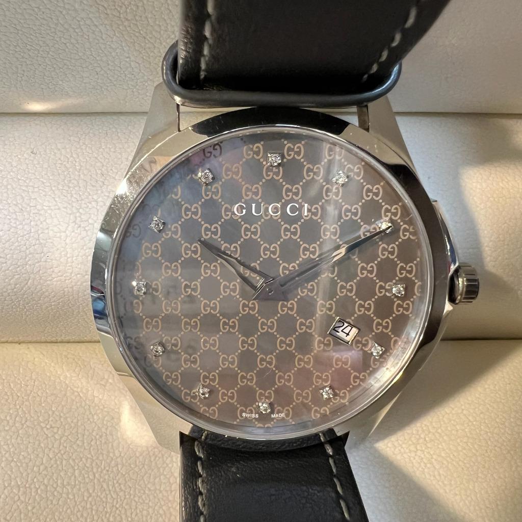 Horloge Gucci G Timeless 126.3 Shelldail diamond | 383833, Overige merken, Leer, Staal, Polshorloge