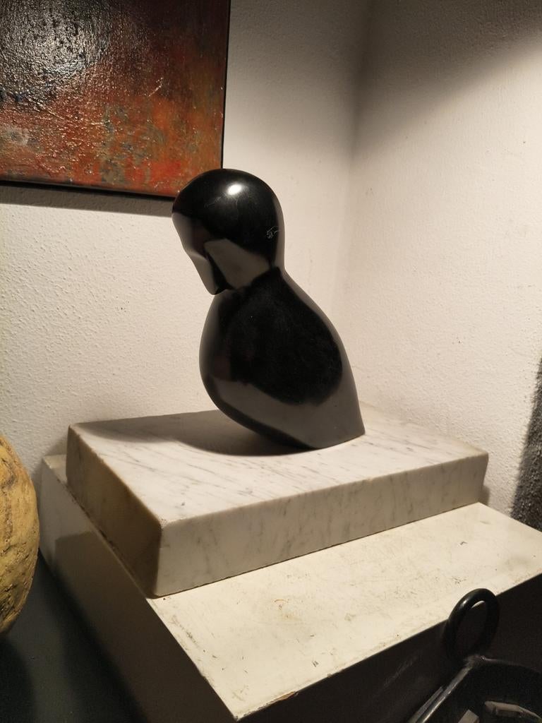 3010 Vintage Zwart Marmeren Vogel Sculptuur, Ophalen of Verzenden