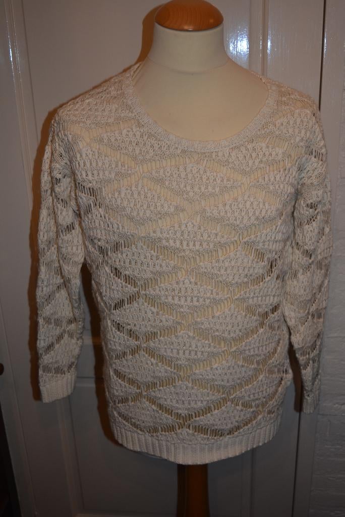 Supertrash, leuke gebreide trui met open patroon, mt 40/42, Maat 38/40 (M), Supertrash, Beige, Ophalen of Verzenden