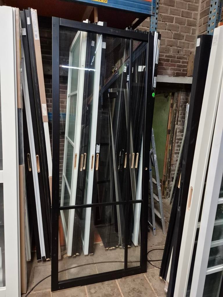 93x231,5cm binnendeur stomp R staallook zwart blankglas SK67, 80 tot 100 cm, Binnendeur, Nieuw, Ophalen of Verzenden