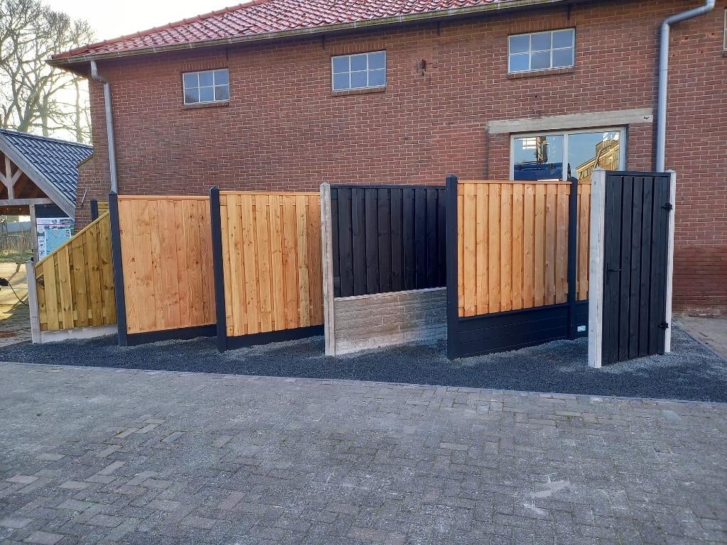 Hout-beton schuttingen, diverse soorten, MOOI VOORDELIG!, Tuin en Terras, Schuttingen, Nieuw, Hout, 1 tot 2 meter, 6 meter of meer