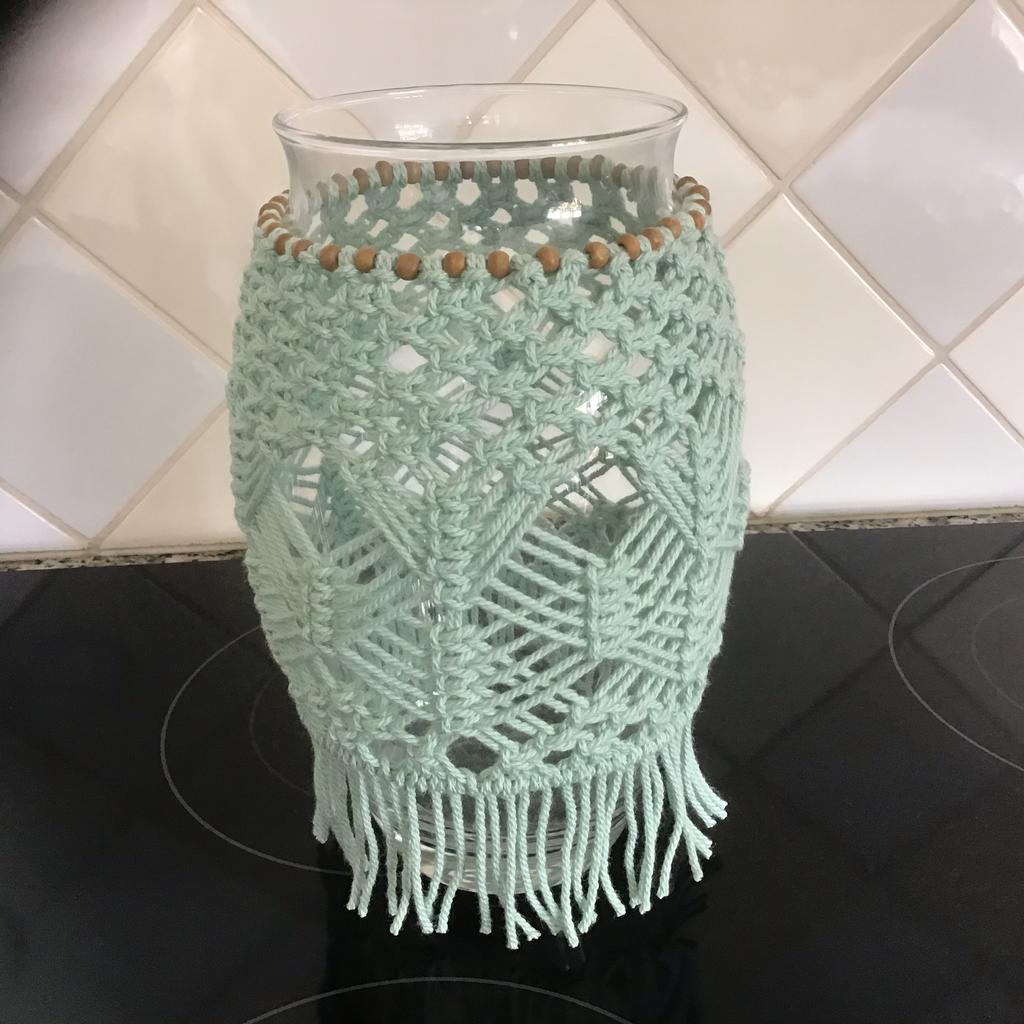 Windlicht Macrame, Ophalen of Verzenden, Zo goed als nieuw, Hout, Minder dan 25 cm