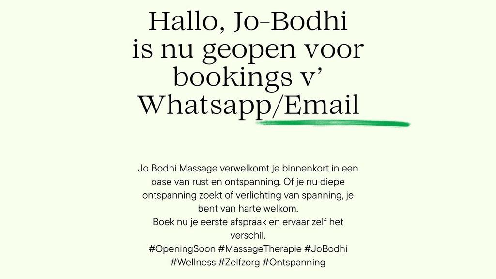 Jo-Bodhi Massage Praktijk, Diensten en Vakmensen, Welzijn | Masseurs en Massagesalons, Sportmassage