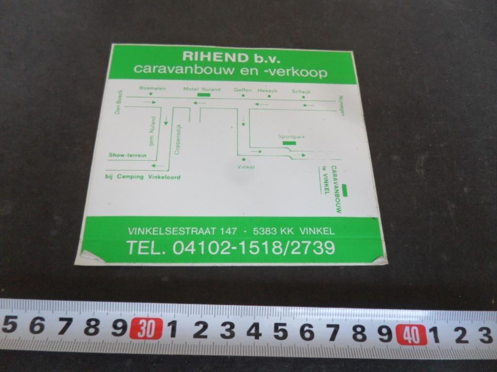 sticker Vinkel  RIHEND bv Caravanboue en -verkoop Winkelstr., Ophalen, Zo goed als nieuw