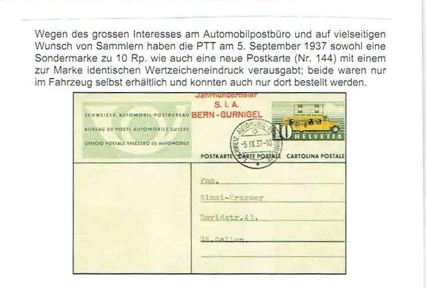 Zwitserland 1937 D53 Stempel Rijdend Postkantoor auto, Verzenden, Envelop