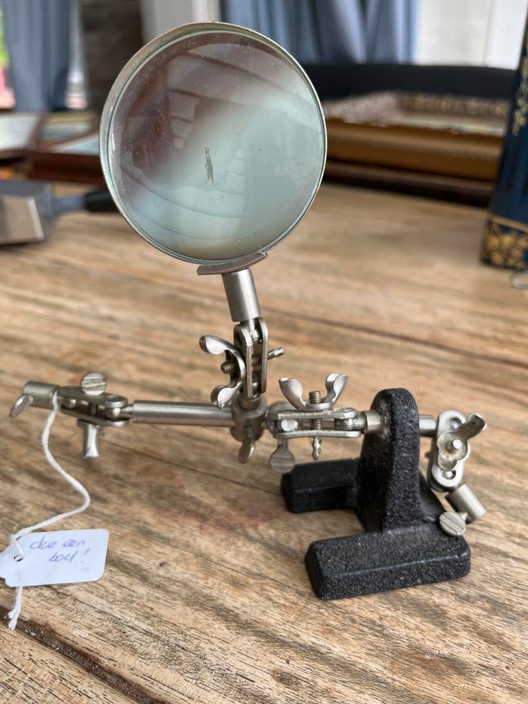 Vintage Soldeerhulp met Loep, Ophalen of Verzenden, Brons