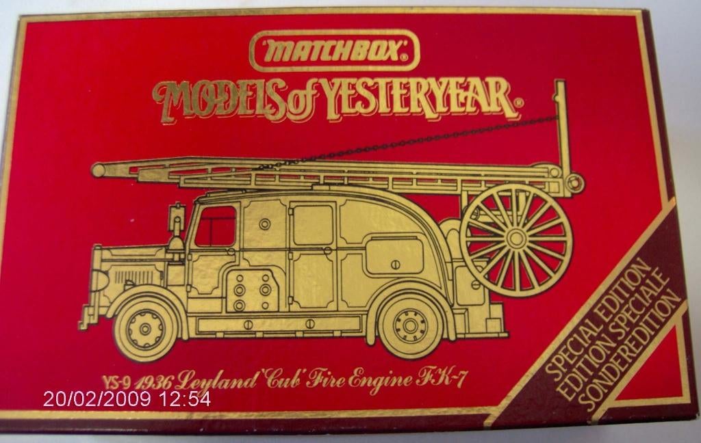 Matchbox Leyland Cub Fire F K7 1936 brandweer 1:49 modelauto, Ophalen of Verzenden, Nieuw, Bus of Vrachtwagen, Matchbox