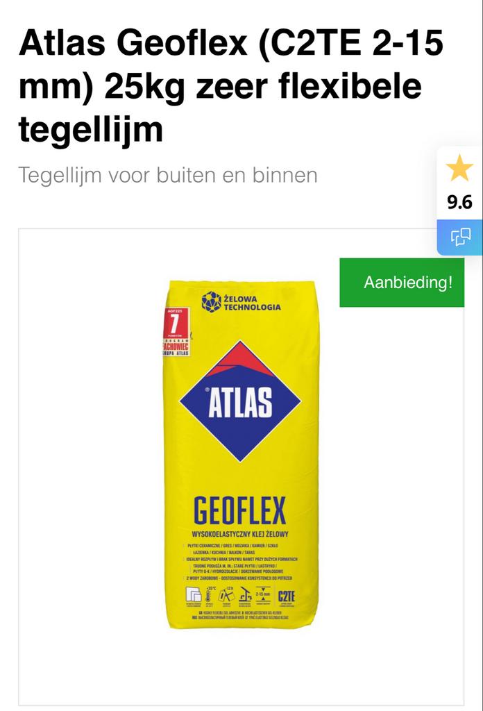 Tegellijm - Atlas Geoflex 25kg, Ophalen, Overige materialen, Overige typen, Nieuw