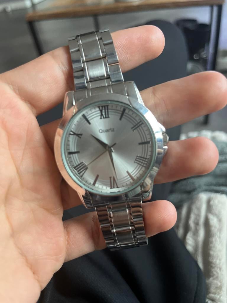 Quartz horloge, Staal, Staal, Polshorloge, Zo goed als nieuw