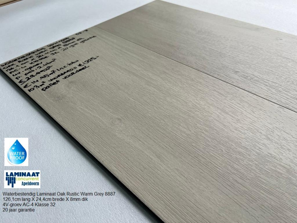 103m2 Waterbestendig Laminaat Oak Rustiek Grey 42pak = €1325, Waterbestendig laminaat Extra brede plank, 75 m² of meer, Nieuw
