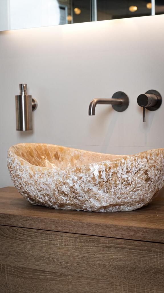 NATUURSTEEN | MARMER | ONYX | TRAVERTIN | WASKOM | WASBAK |, Nieuw, Ophalen of Verzenden, Minder dan 100 cm, Wasbak of Wastafel