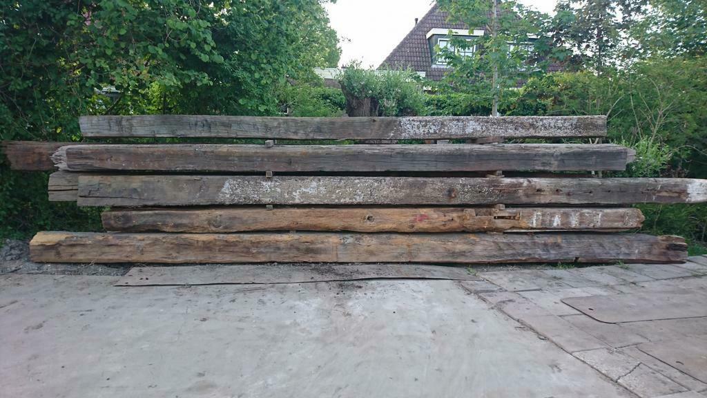 Historische dukdalf meerpalen en boederij gebinten!!!, Ophalen, Gebruikt, Grenen, Balk