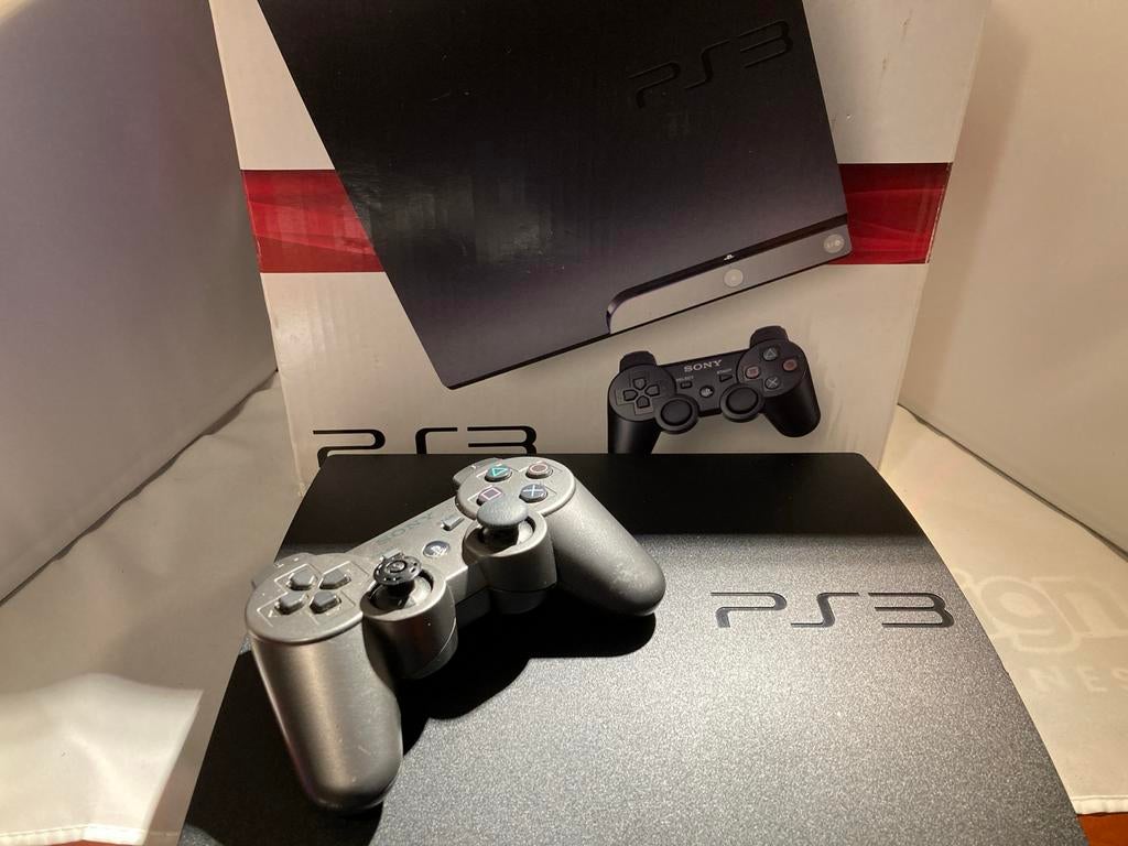 PlayStation 3 Slim 120 gb met 1 controller en doos, Gebruikt, Ophalen of Verzenden, 120 GB, Met 1 controller