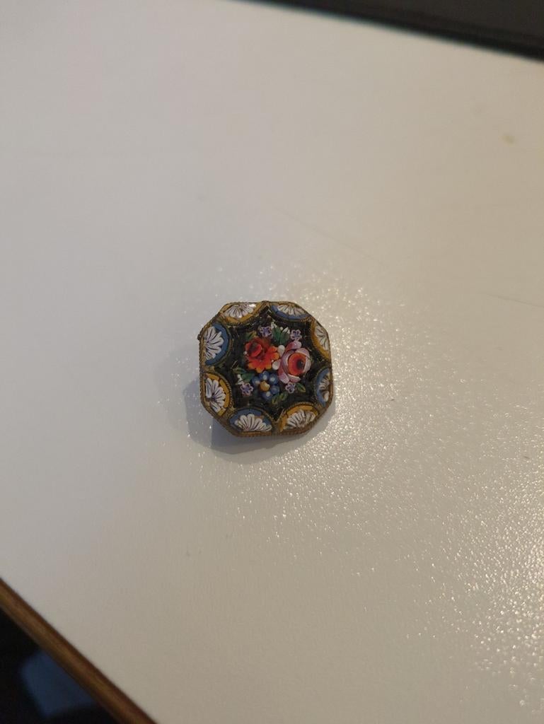 Vintage Italiaans micro mozaïek, Ophalen of Verzenden, Gebruikt, Minder dan 4 cm, Overige materialen