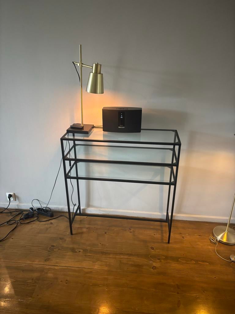Moderne Sidetable met Glazen Planken, Huis en Inrichting, 50 tot 100 cm, Ophalen of Verzenden, Glas, Zo goed als nieuw