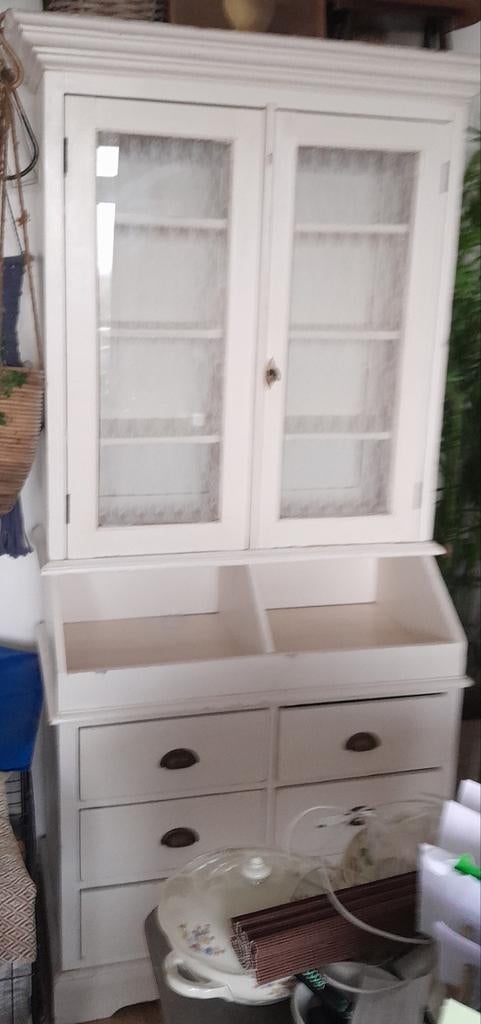winkelkast  kleur ,off white ,brocante van hout, Antiek en Kunst, Ophalen