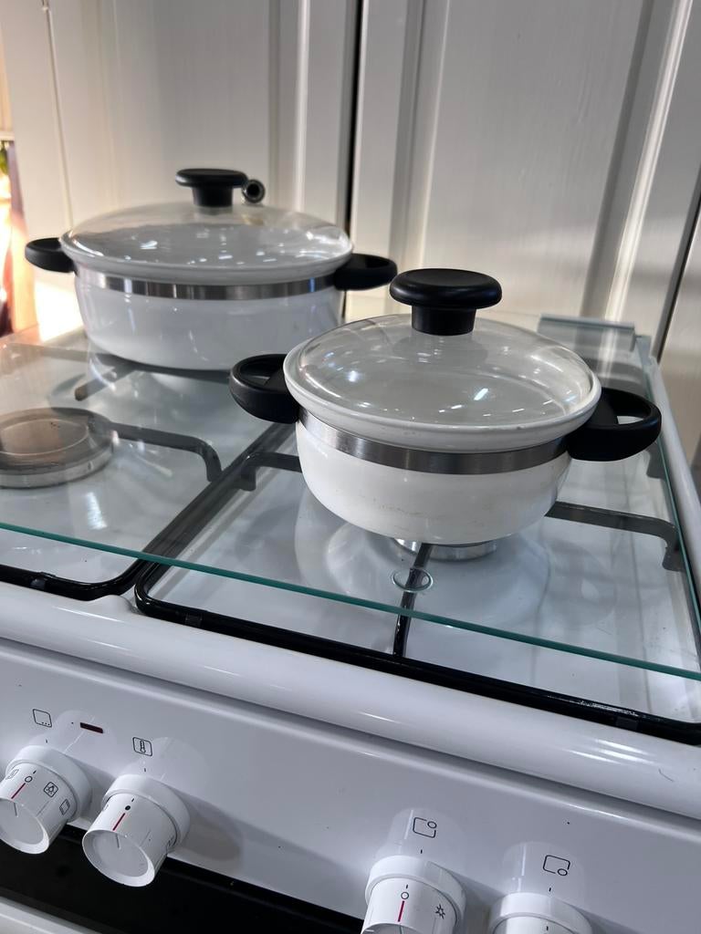 Ceradur Schott-Zwiesel pannen set West Germany, Huis en Inrichting, Keuken | Potten en Pannen, Zo goed als nieuw, Pannenset, Rvs