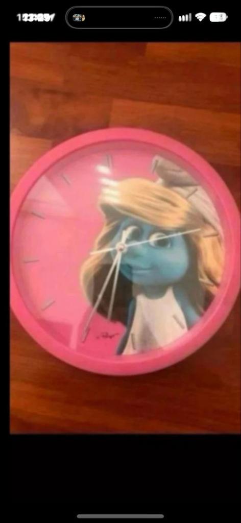 Leuke Smurfen Wandklok, Ophalen of Verzenden, Gebruikt, Analoog, Wandklok
