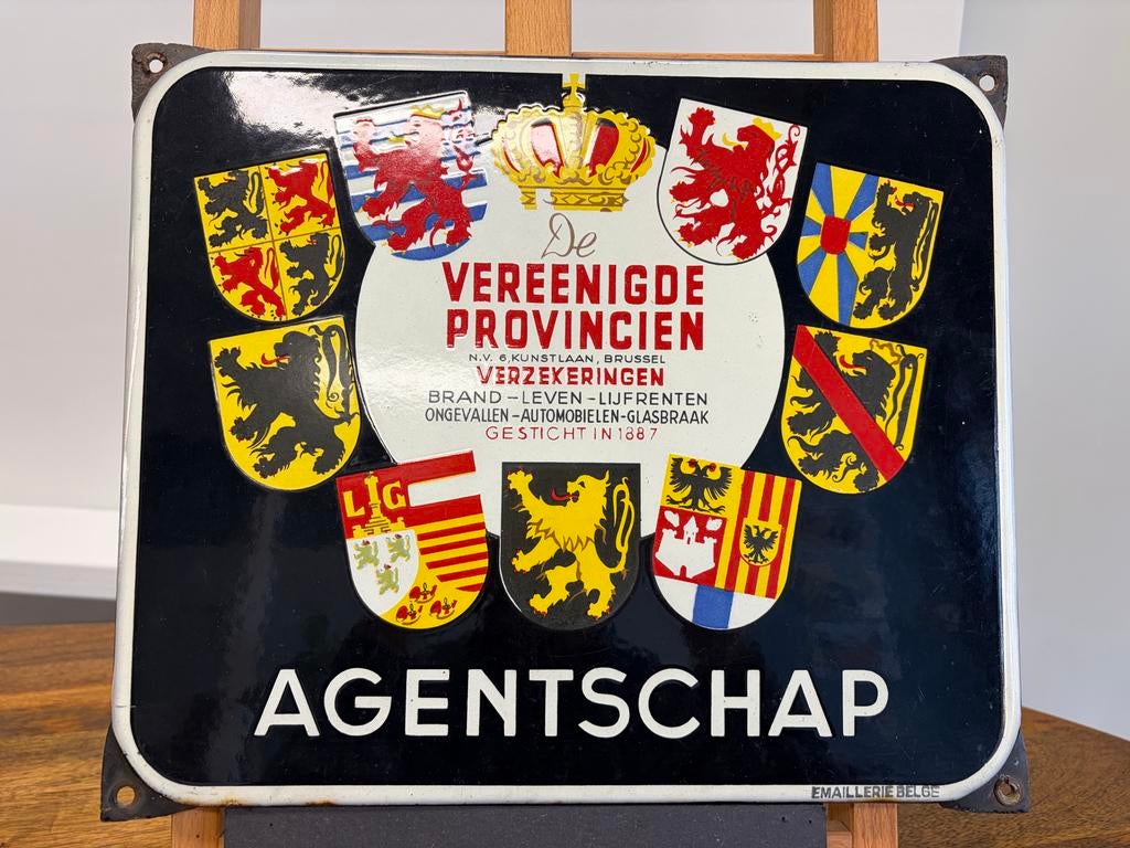 Emaille Reclamebord De Vereenigde Provincien, Antiek en Kunst, Antiek | Emaille, Ophalen of Verzenden