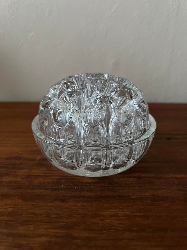 Prachtige vintage bloemsteker kristalglas frans design retro, Overige kleuren, Ophalen of Verzenden, Minder dan 50 cm, Glas