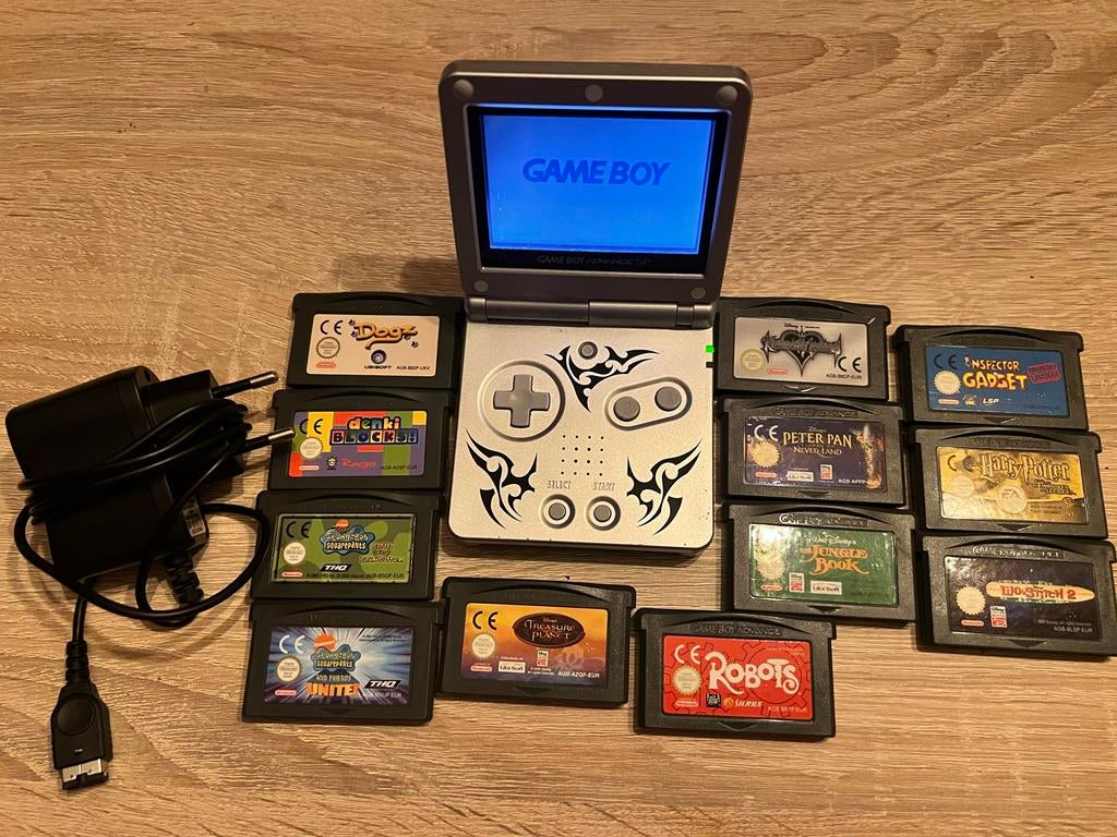 Game Boy Advance SP met 12 games, Spelcomputers en Games, Spelcomputers | Nintendo Game Boy, Ophalen of Verzenden, Gebruikt, Game Boy Advance SP