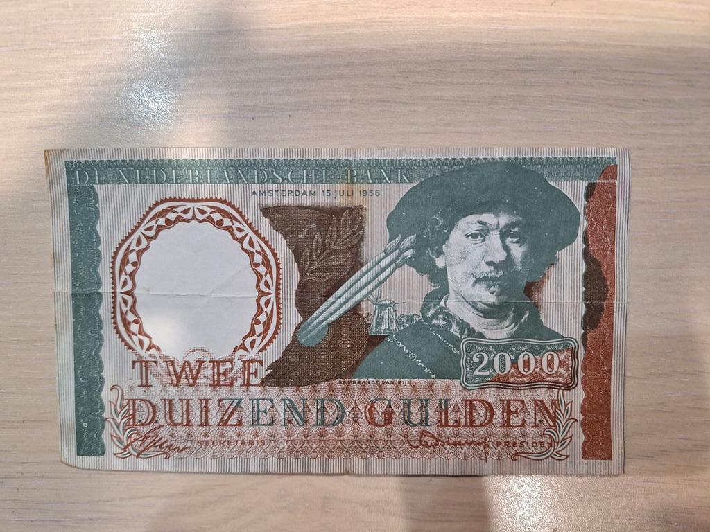 Twee Duizend gulden biljet, Postzegels en Munten, Bankbiljetten | Nederland, Ophalen of Verzenden, 100 gulden, Los biljet