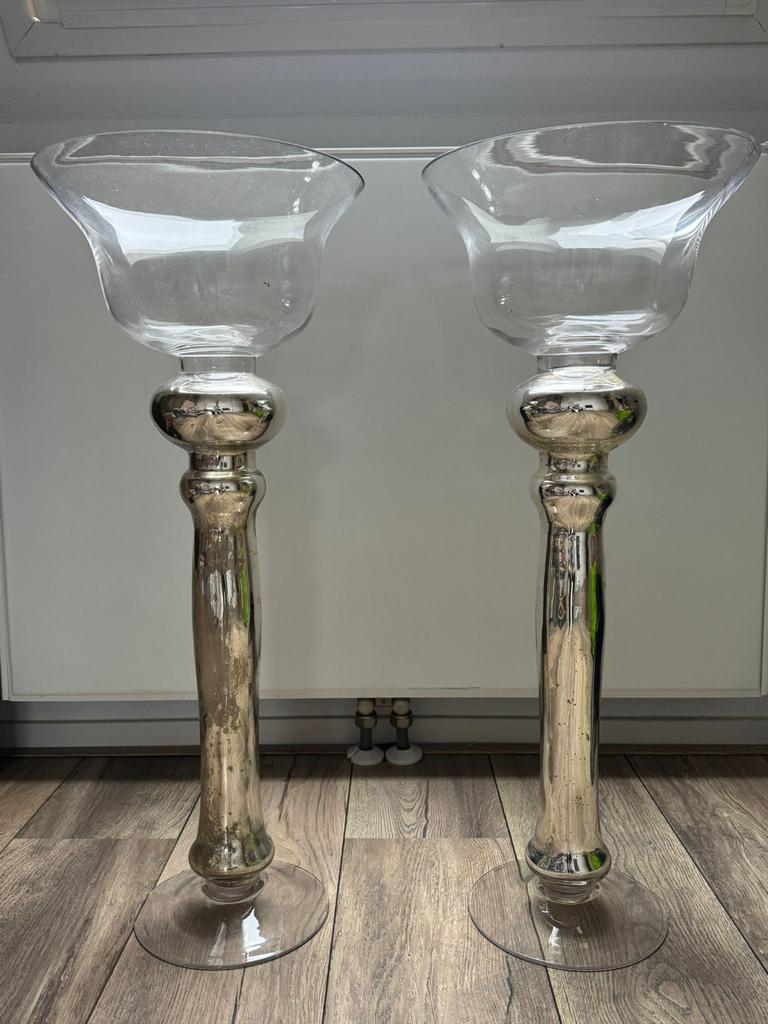 Glazen vazen met gouden details, Huis en Inrichting, Woonaccessoires | Vazen, Ophalen, Overige kleuren, 50 tot 75 cm, Glas