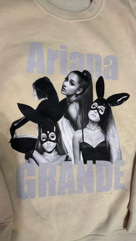 Ariana Grande sweater / crewneck maat L – crème, Ophalen of Verzenden, Zo goed als nieuw, Maat 38/40 (M), Beige