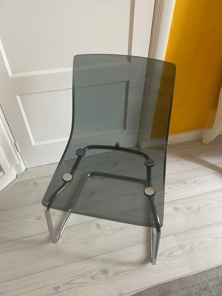 IKEA eettafel 110x110 met 4 stoelen, Huis en Inrichting, Ophalen, Gebruikt, Vierkant, Glas
