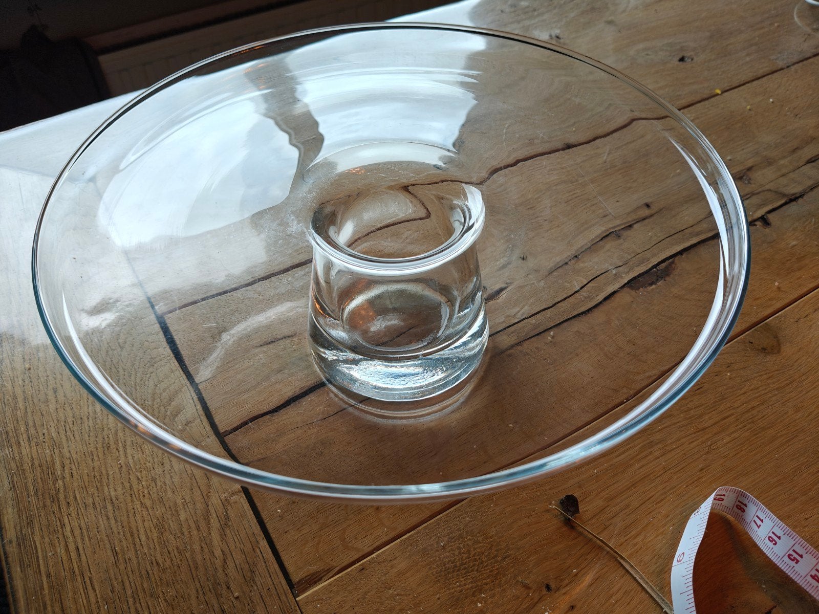 Glazen serveerschaal / taart standaard op voet, Schaal, Rond, Ophalen of Verzenden, Glas