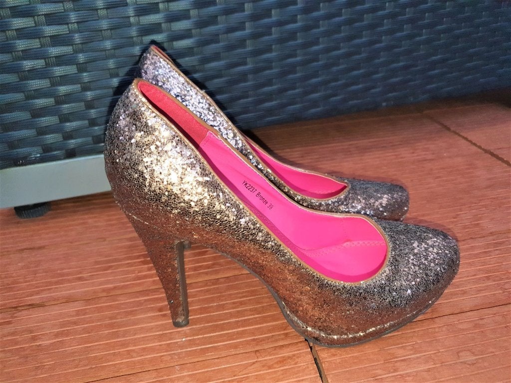 Bronskleurige glitter pumps Jumex mt.39 hoogte 12cm, Pumps, Overige kleuren, Ophalen of Verzenden, Zo goed als nieuw