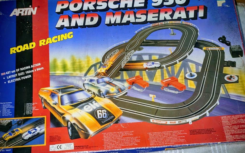 Vintage ARTIN Porsche 930 & Maserati Slotcar Racebaan, Ophalen of Verzenden, Gebruikt, Elektrisch, Overige merken
