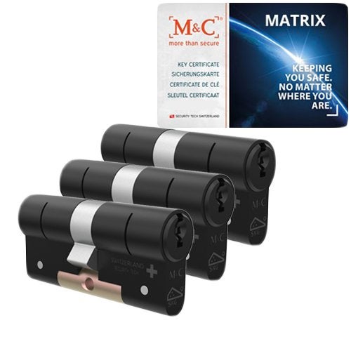 M&C Matrix zwarte cilinder 3x gelijksluitend SKG***, Niet ingevuld, Niet ingevuld, Niet ingevuld
