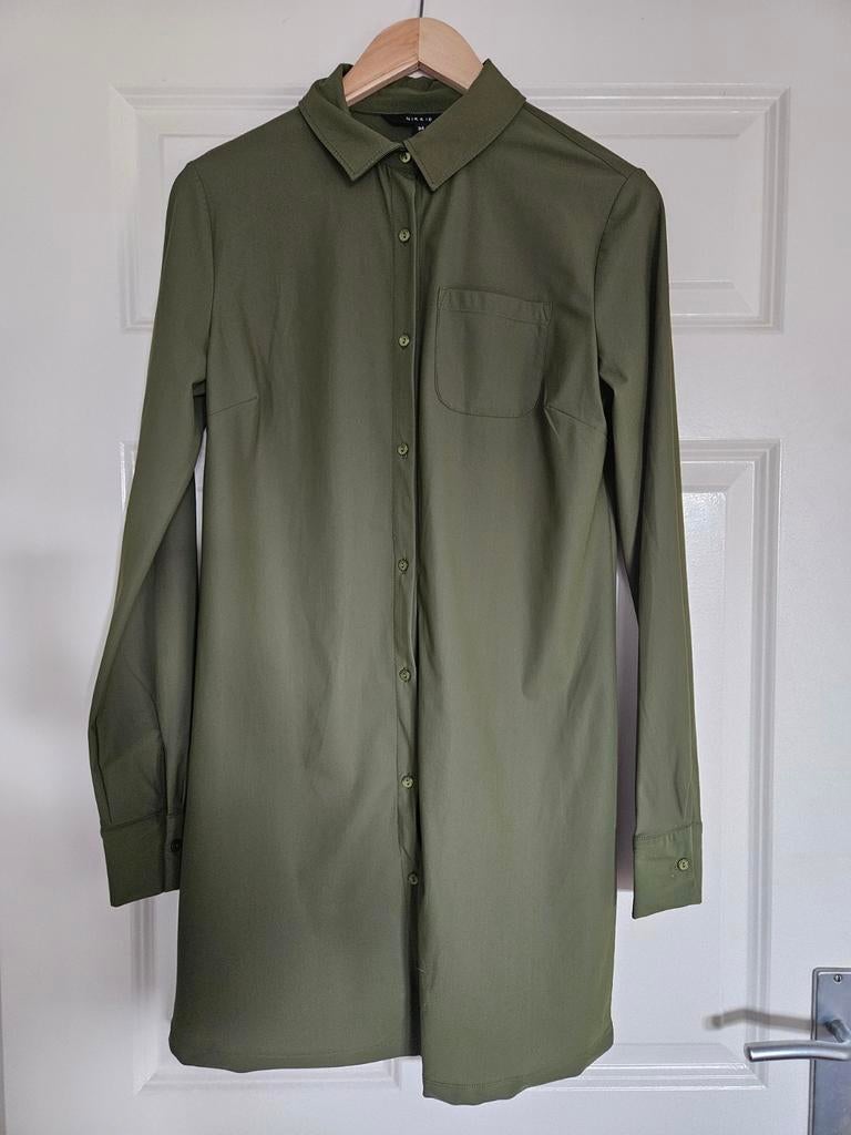 Nikkie groene travelstof jurk mt 34, Ophalen of Verzenden, Zo goed als nieuw, Maat 34 (XS) of kleiner, Groen