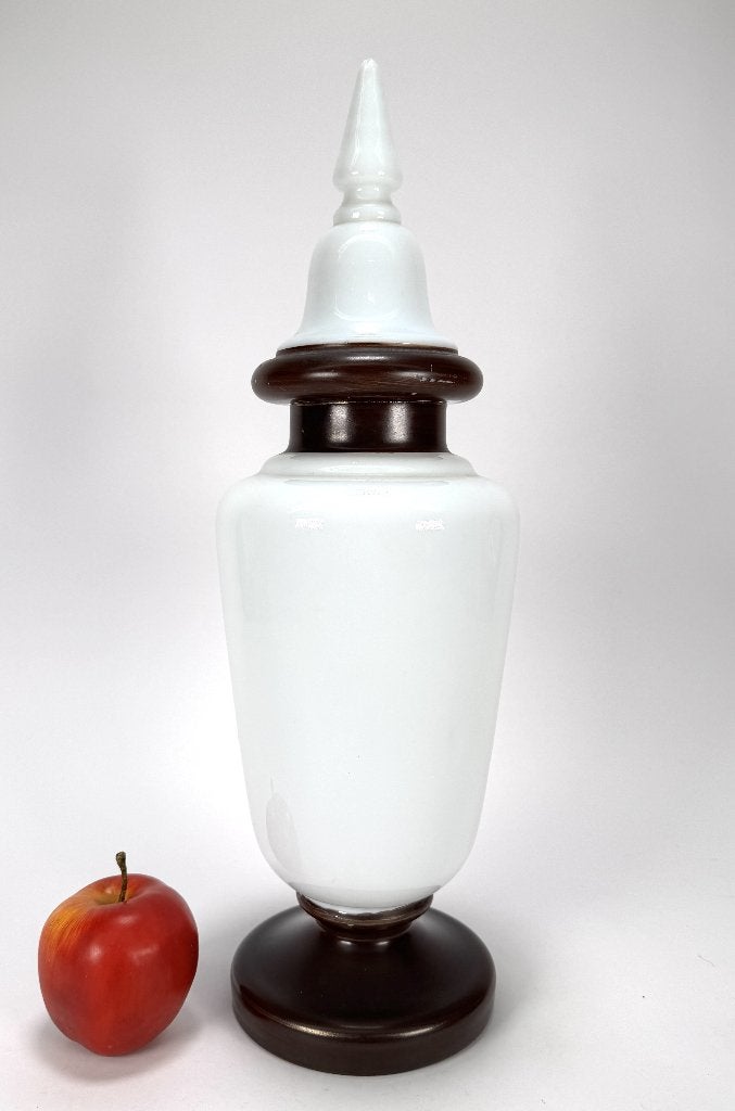 1175. Melkglazen dekselvaas, ca. 1900, Antiek en Kunst, Ophalen
