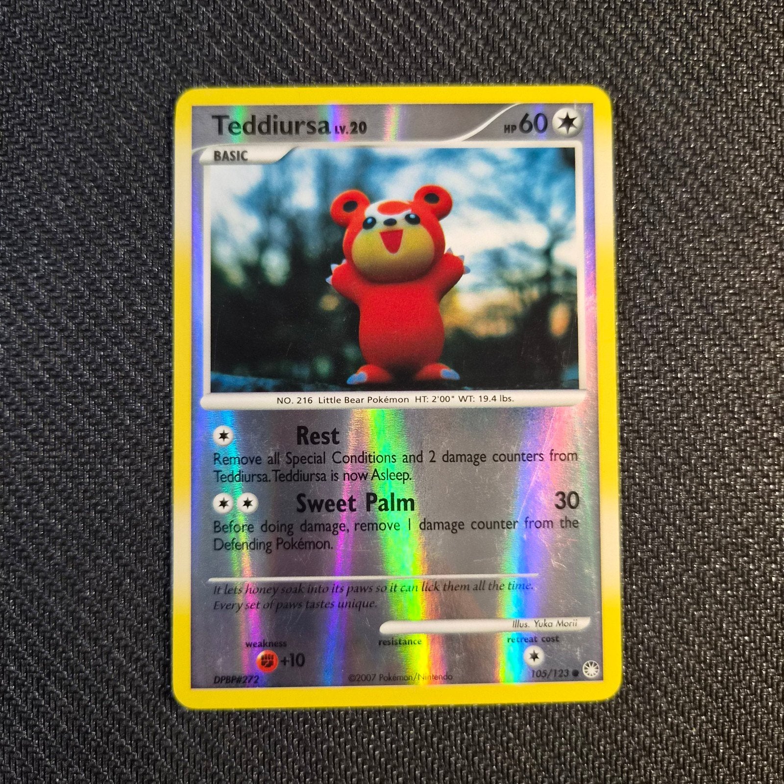 Teddiursa LV.20 (Reverse Holo) 105/123 Mysterious Treasures, Ophalen of Verzenden, Zo goed als nieuw, Losse kaart, Foil