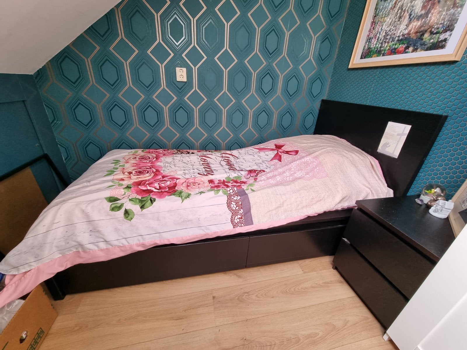 ikea malm bed met lades, Ophalen, Gebruikt, 90 cm, Eenpersoons