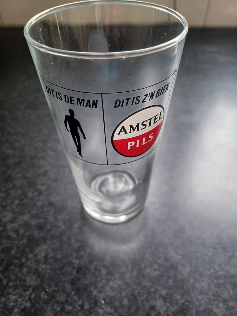 Amstel bierglas Dit is de man dit is zijn bier, Ophalen, Gebruikt, Glas of Glazen, Amstel