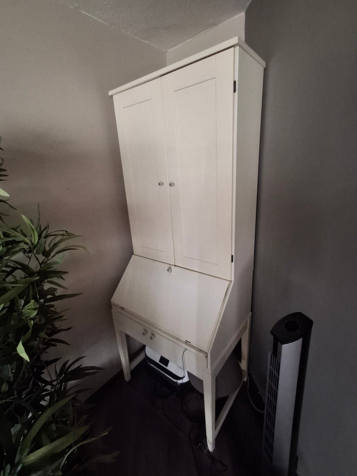 Compact Secretaire / Bureau-kast combinatie - Wit, Ophalen, Opbergruimte, Gebruikt, Hout