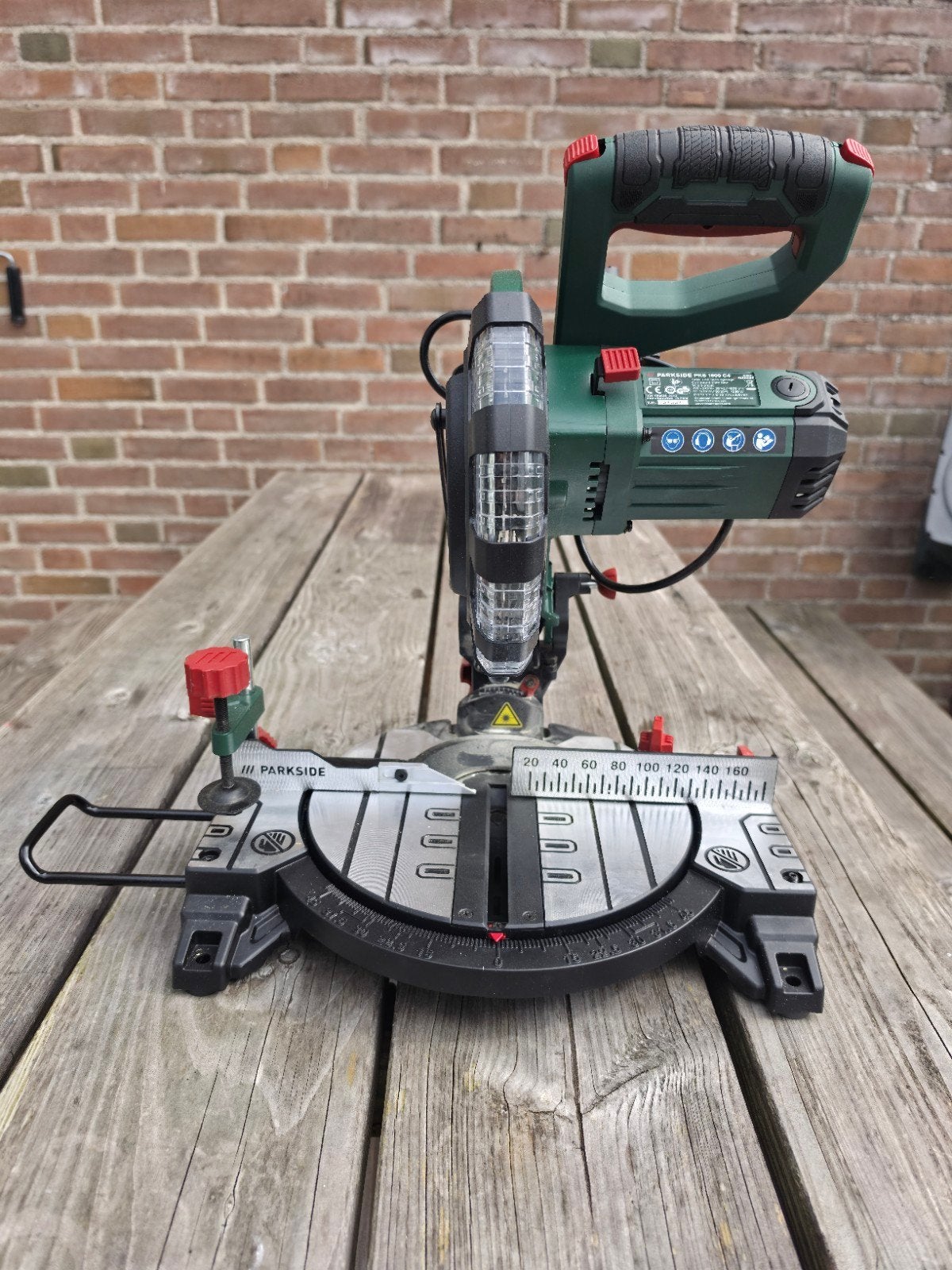 Parkside Afkortzaag PKS 1500 C4 - Zo goed als nieuw, Doe-het-zelf en Verbouw, Ophalen, 70 mm of meer, Afkortzaag, 1200 watt of meer