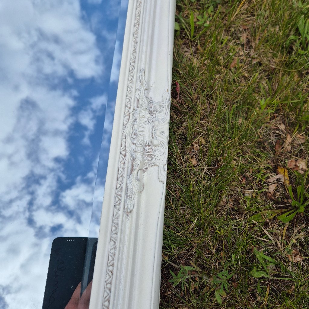 183x83 Grote spiegel facetgeslepen witte bewerkte rand, Ophalen, Rechthoekig, 75 tot 100 cm, 150 tot 200 cm