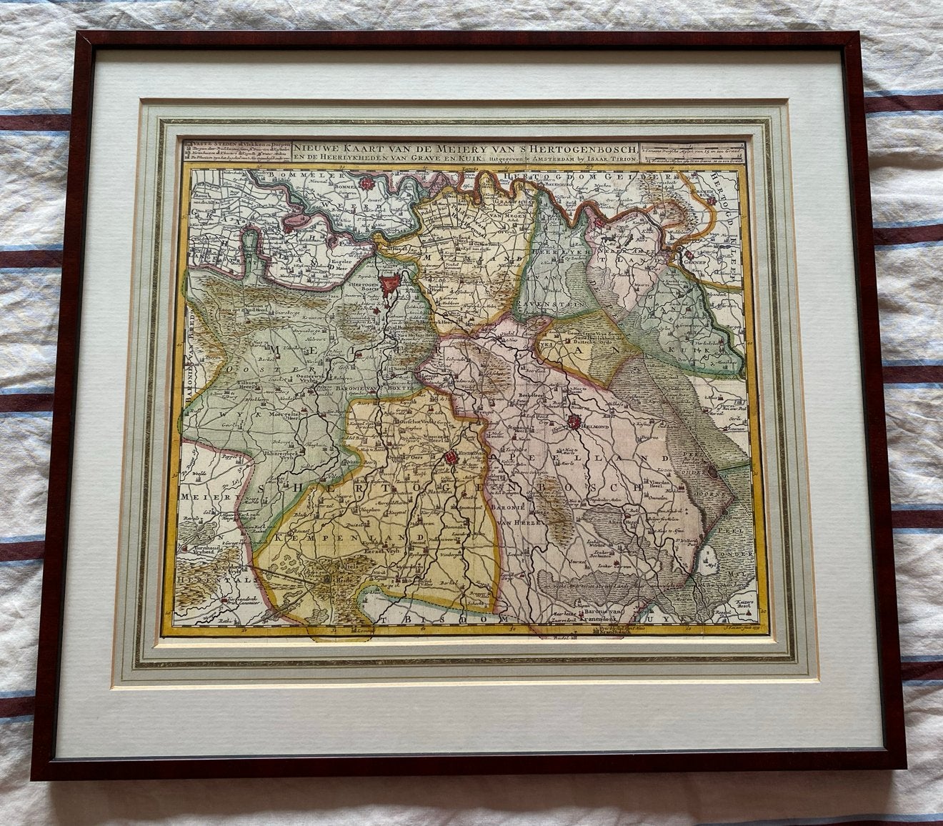 Antieke Kaart Hertogenbosch, Brabant, ingelijst, Boeken, Ophalen, Voor 1800, Nederland, Landkaart