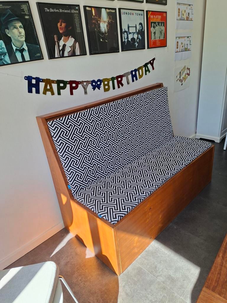 Houten eettafelbank met kussens, Ophalen, Gebruikt, Modern, Functioneel, 150 tot 200 cm