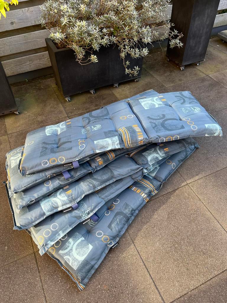 Kussens (6 st. + 2 st.) Madison Bob Blue, Hoge Rug - 123x50, Ophalen, Gebruikt