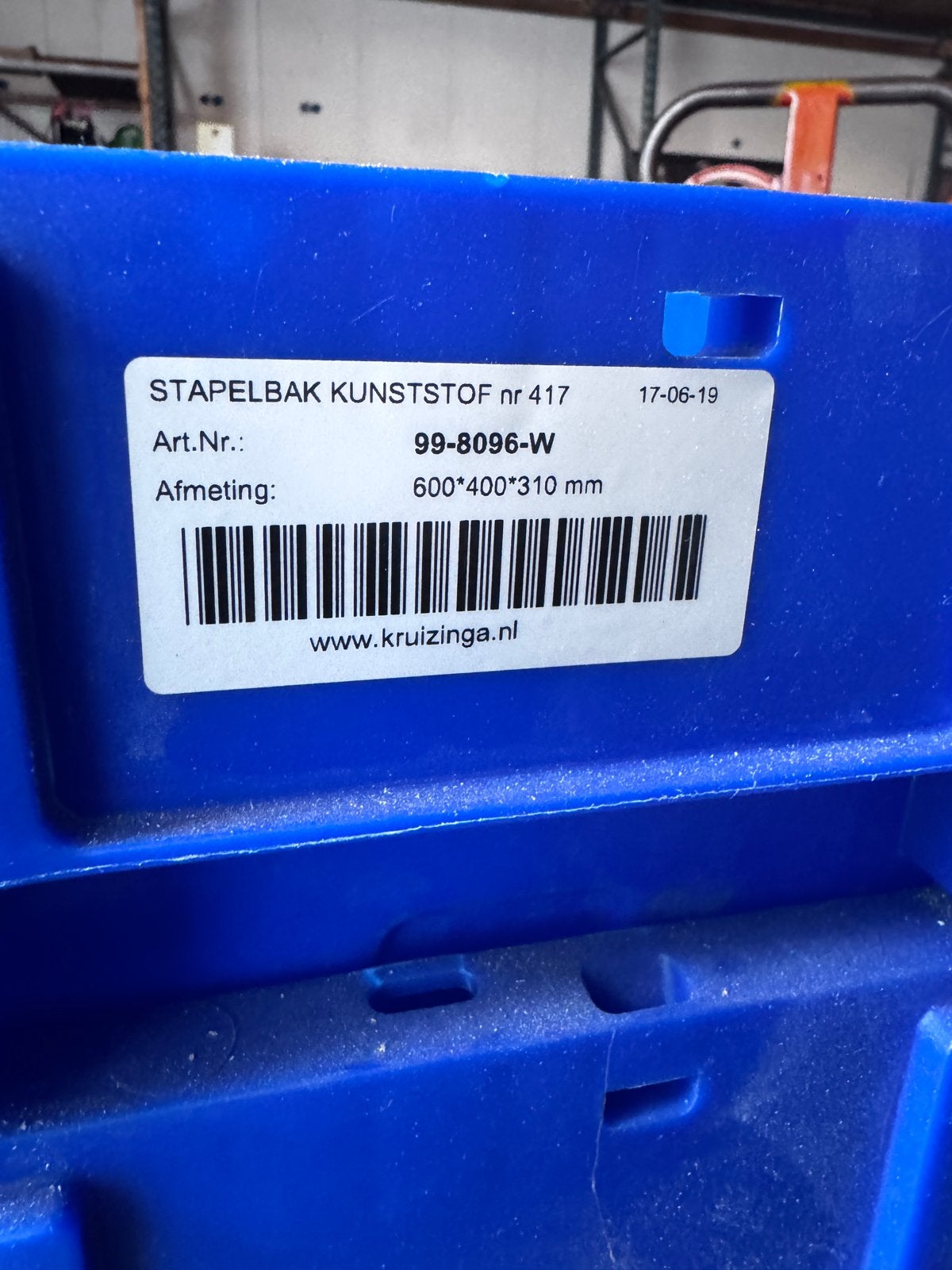 Stapelbakken 600x400x310 mm - Kunststof, Gebruikt, 40 tot 60 cm, 50 tot 75 cm, Ophalen of Verzenden