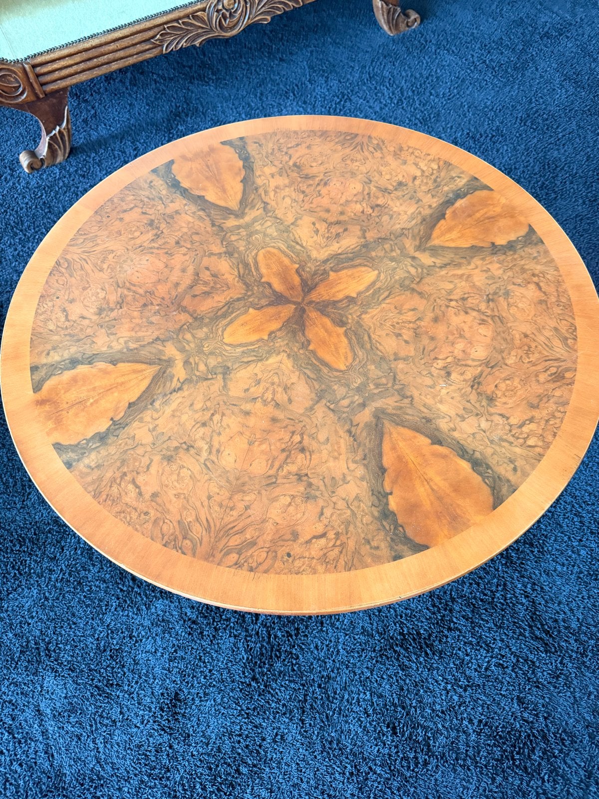 Vintage Salontafel met Intarsia Blad, Ophalen