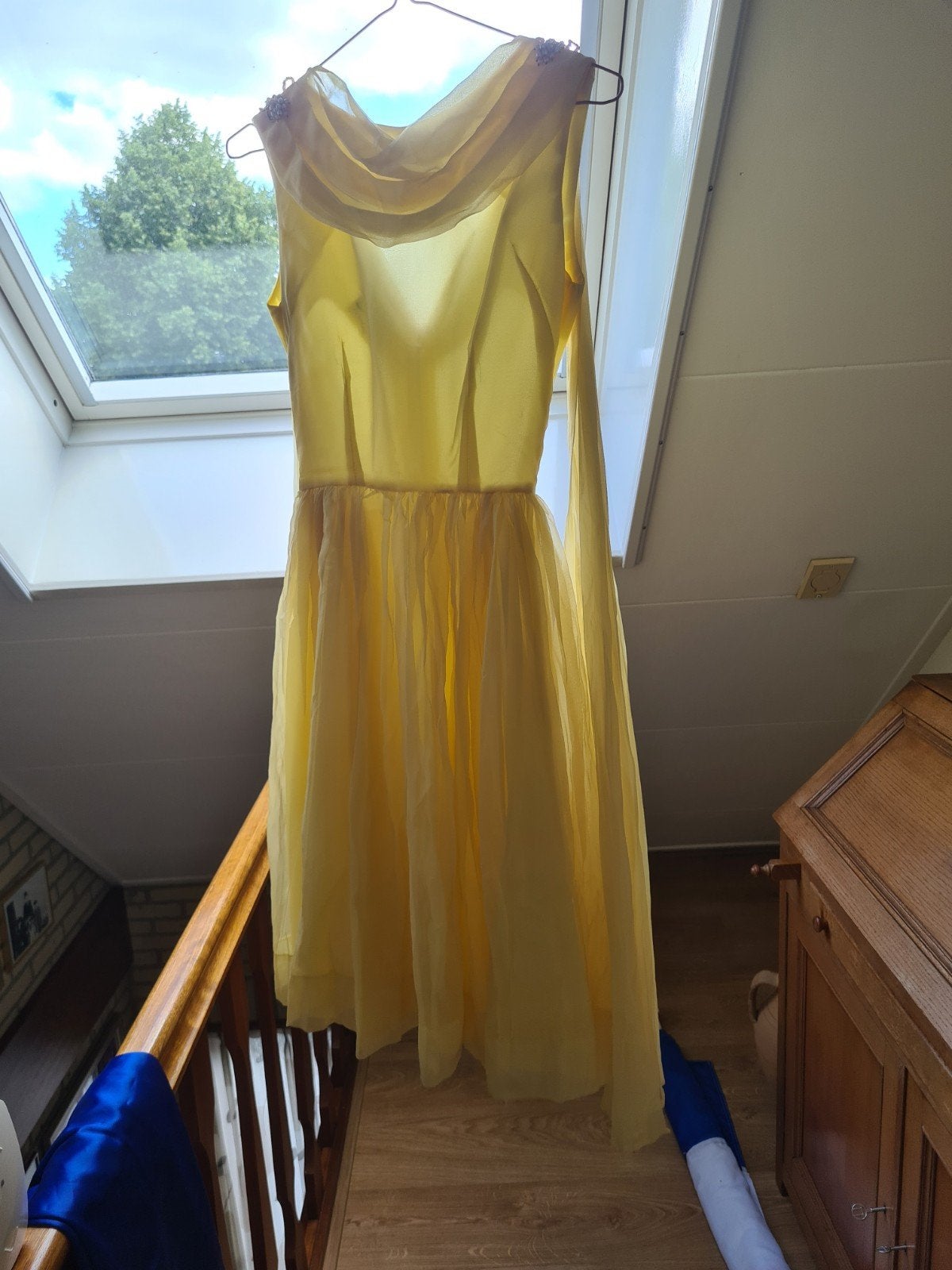 Elegante Gele Cocktailjurk Maat 36, Ophalen, Geel, Zo goed als nieuw, Knielengte