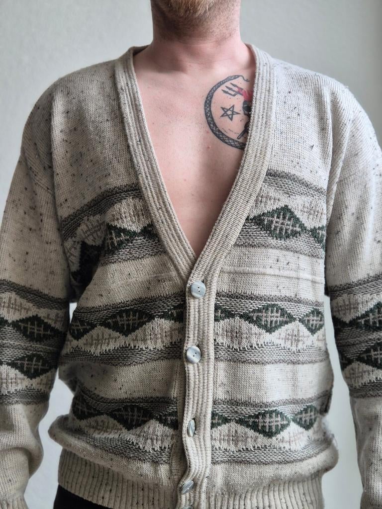 Vintage wol blend vest, Kleding | Heren, Truien en Vesten, Maat 52/54 (L), Beige, Vintage, Ophalen of Verzenden