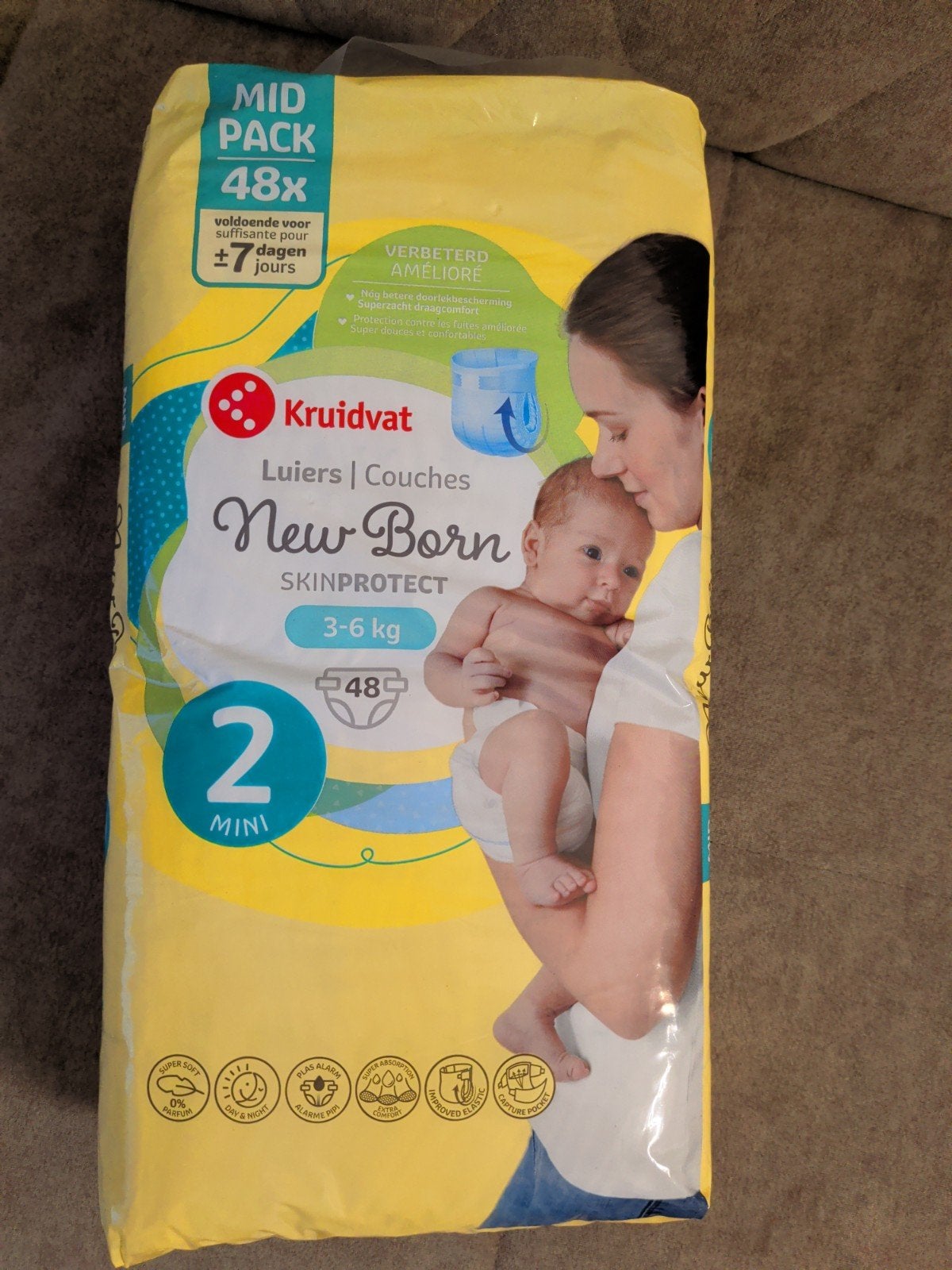 Kruidvat New Born Luiers - Maat 2 Mini (3-6 kg) - 48 stuks, Ophalen of Verzenden, Nieuw
