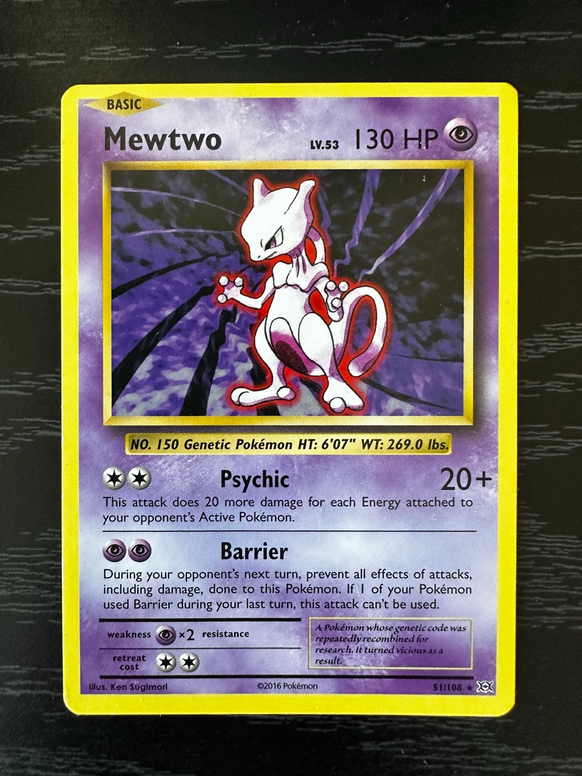 Mewtwo Pokémon kaart - Basic LV.53 130 HP, Ophalen of Verzenden, Gebruikt, Losse kaart